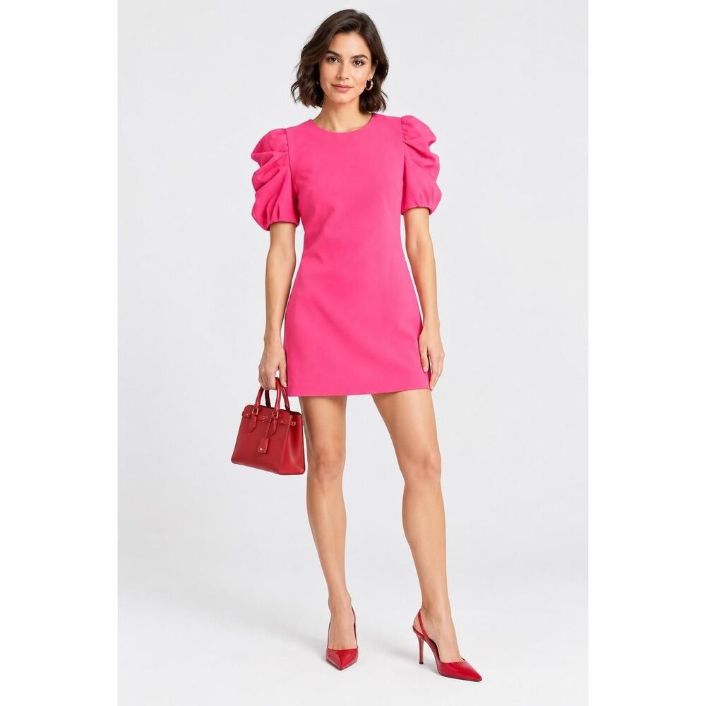 New Alice + Olivia Pink Puff Short Sleeve Mini Dress Size 14